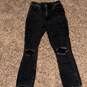 vintage thrifted black ripped abercrombie fitch mom jeans
